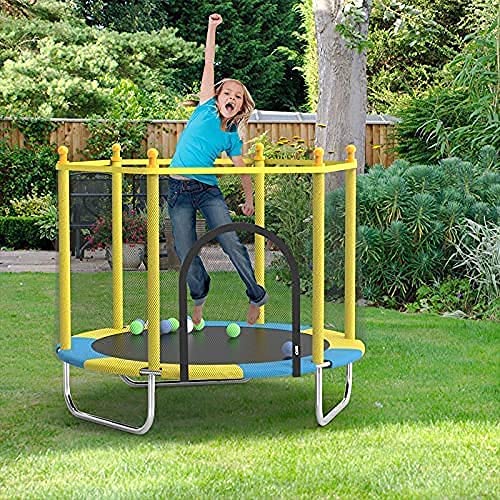 Fitnessshop™ 55 inch Trampoline with Safety Net & U-Shape Legs for Kids & Adults | Indoor & Outdoor Trampoline | Powerful Loading Capacity 120KG | Stainless Steel Frame & Legs